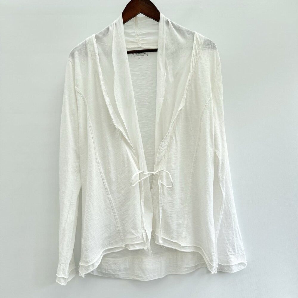 White Cotton Cardigan long sleeves size large